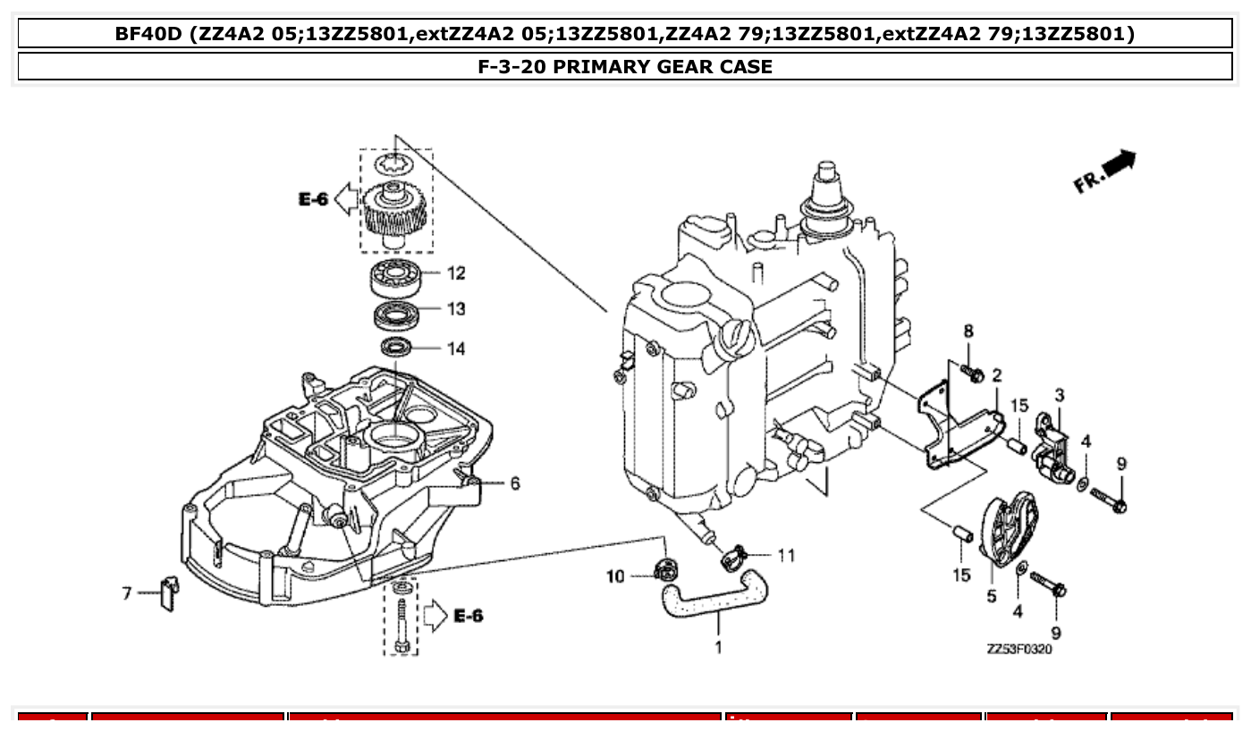 Honda BF40D PRIMARY GEAR CASE parts diagram