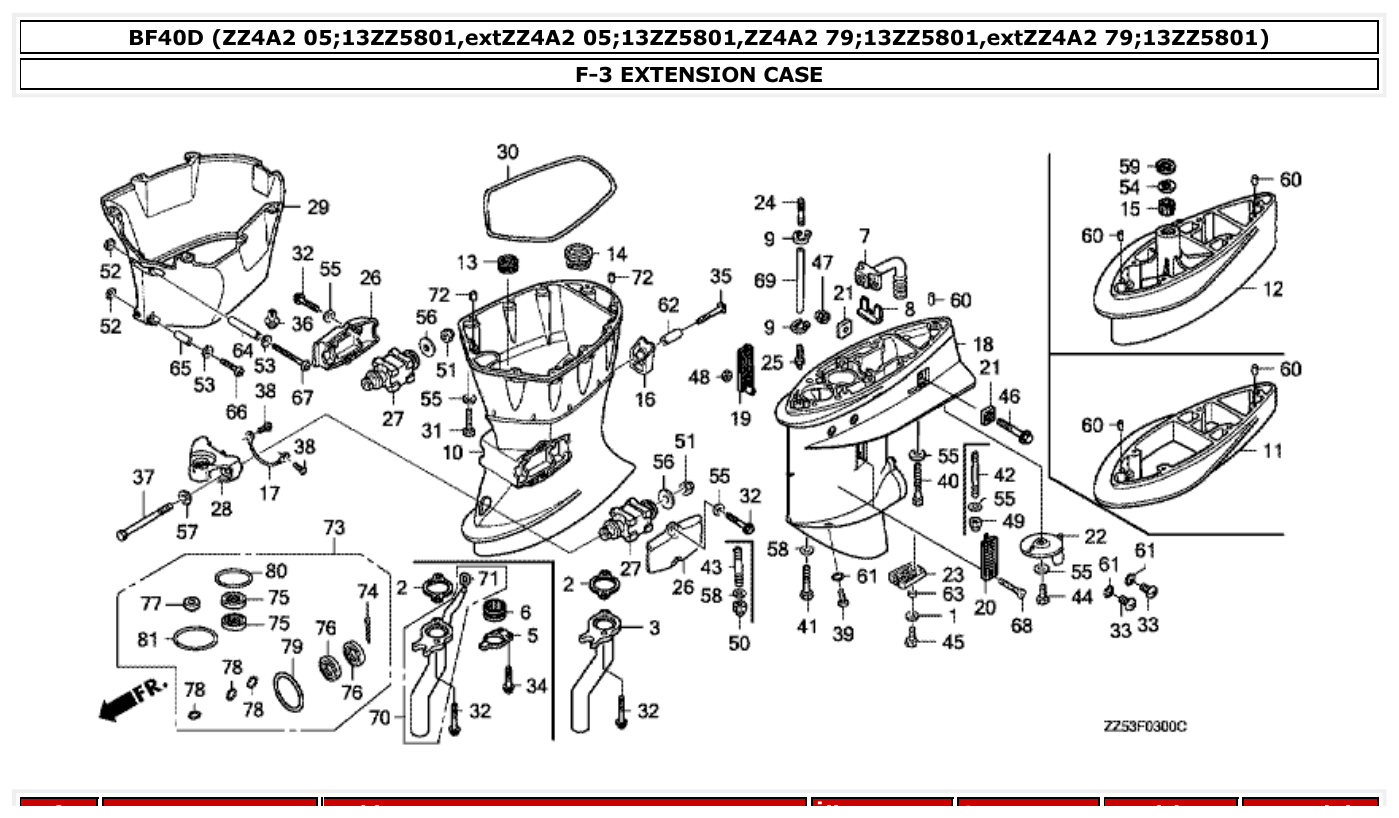 Honda BF40D EXTENSION CASE parts diagram