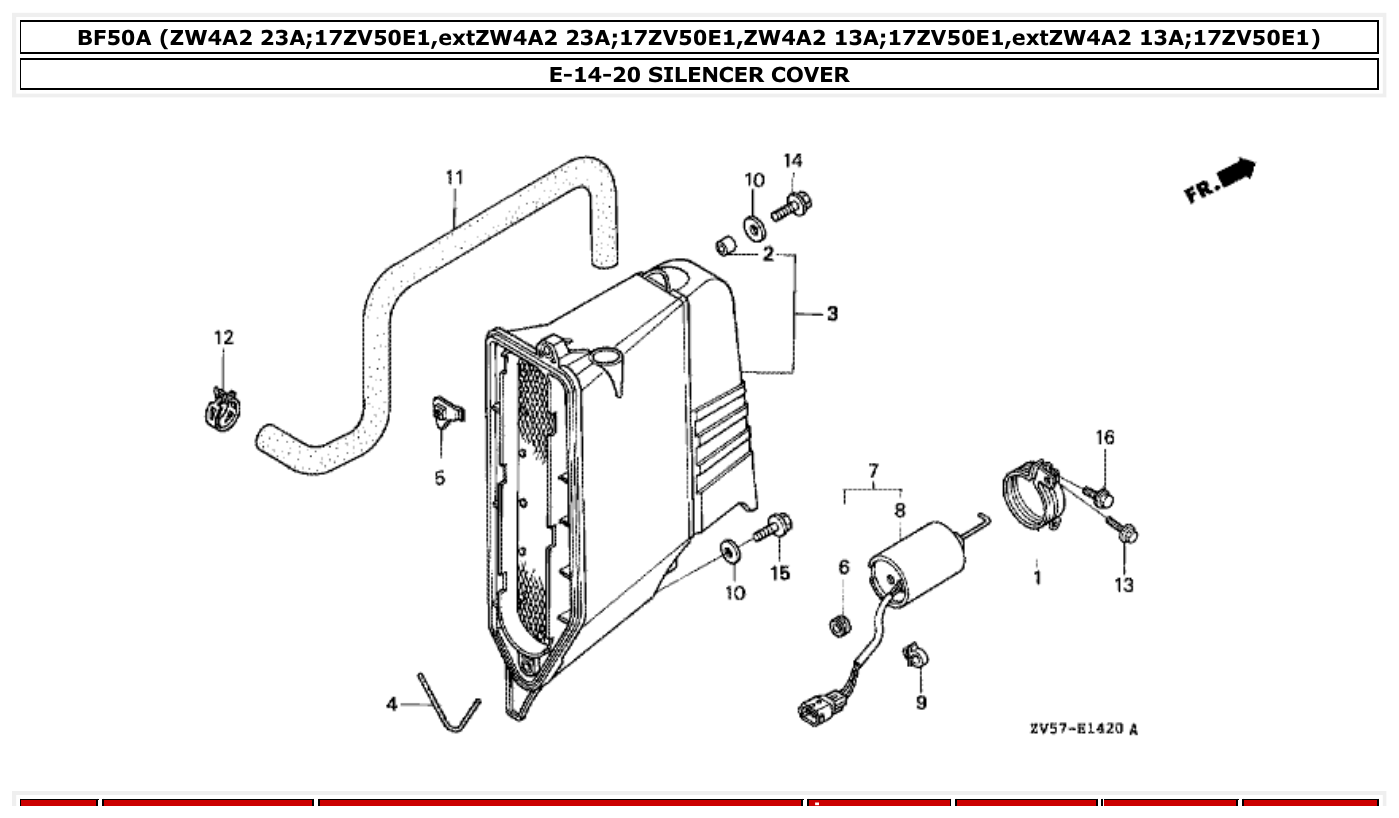 Honda BF50A SILENCER COVER parts diagram