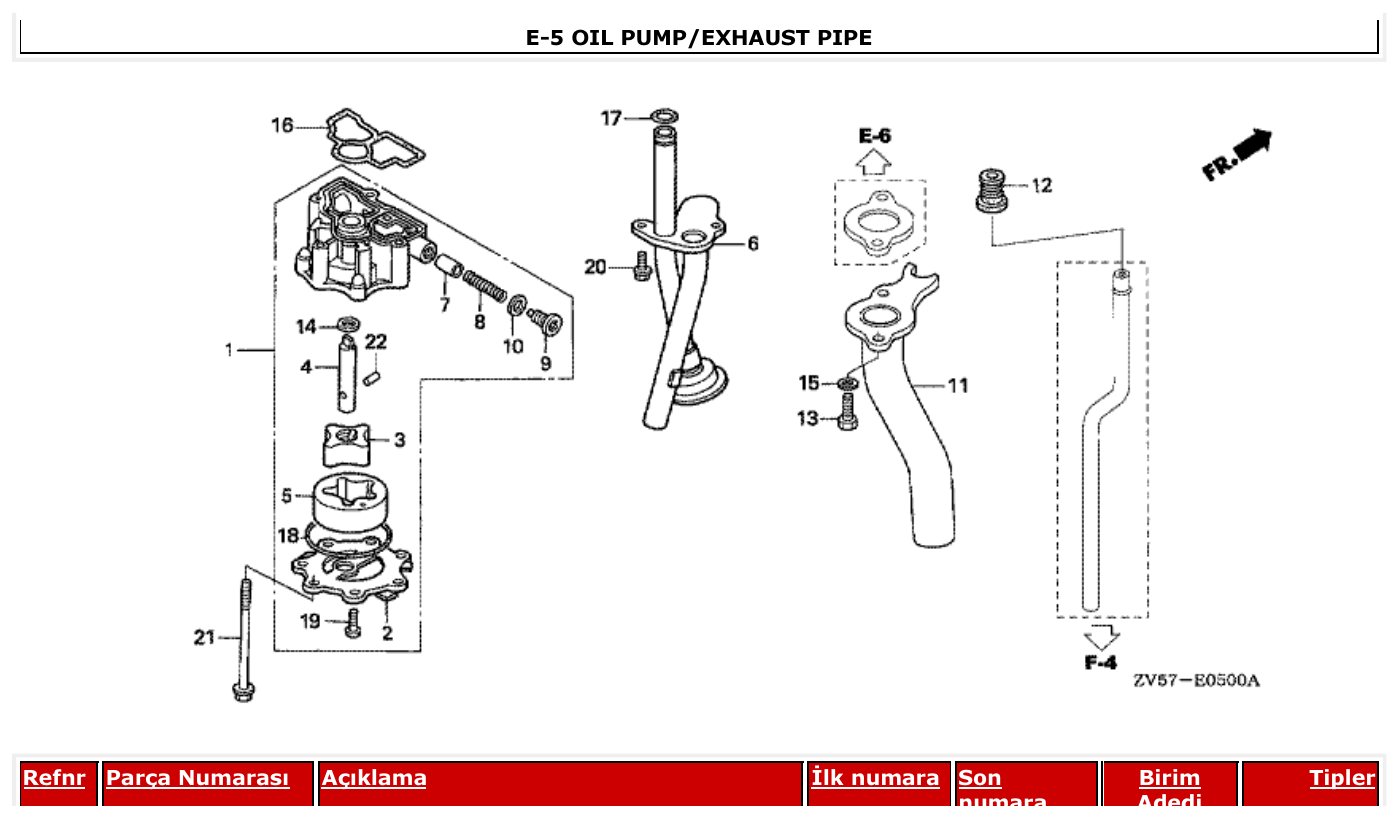 Honda BF50A OIL PUMP/EXHAUST PIPE parts diagram