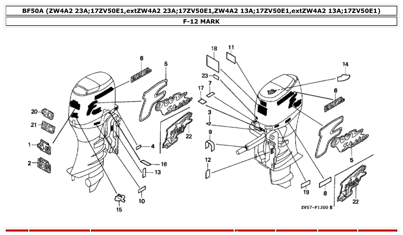 Honda BF50A MARK parts diagram