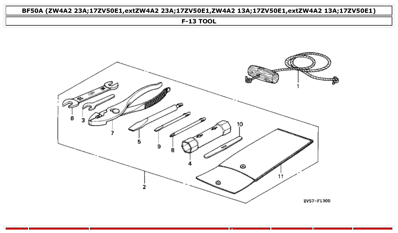 Honda BF50A TOOL parts diagram