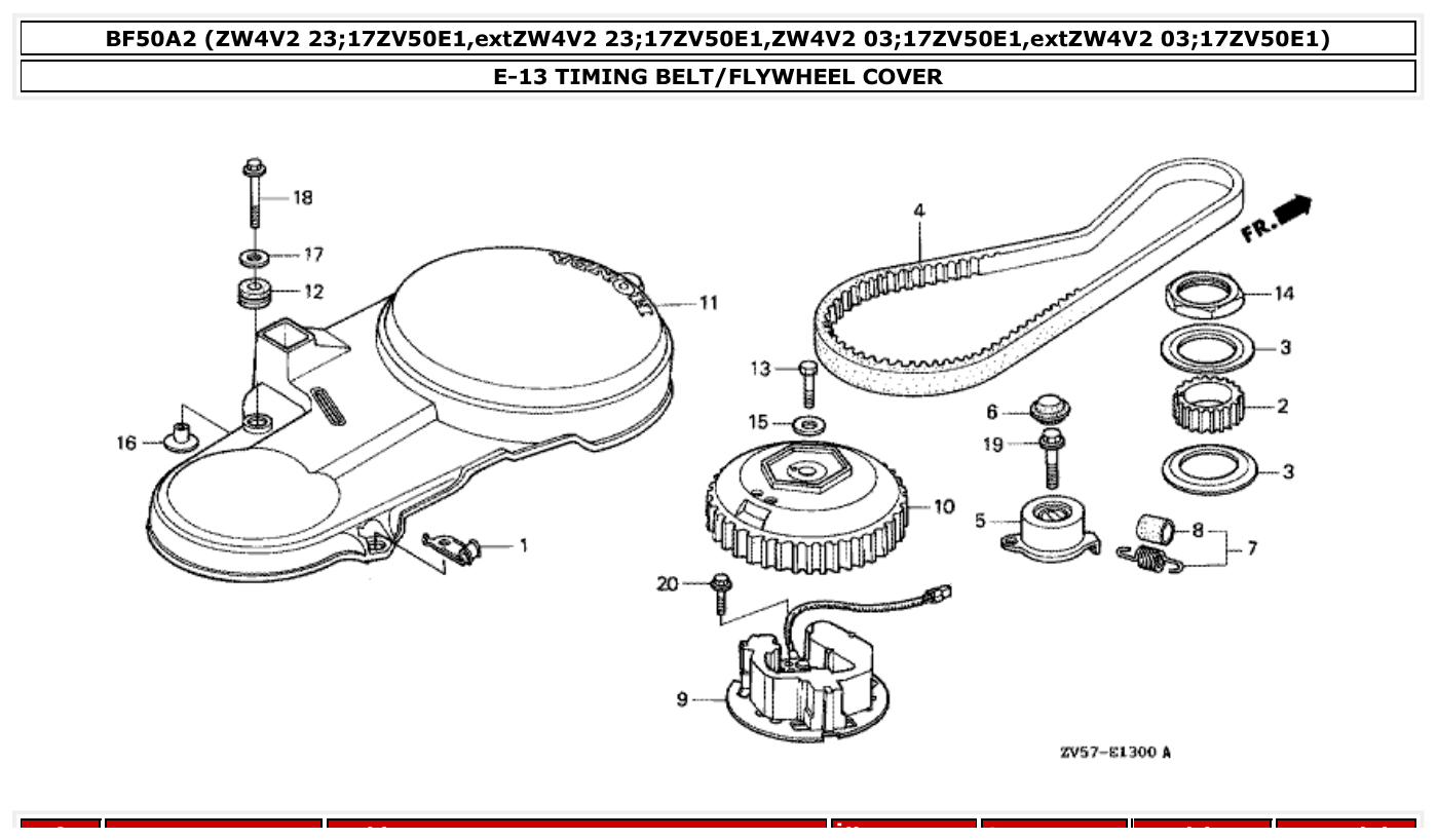 Honda BF50A2 TIMING BELT/FLYWHEEL COVER parts diagram