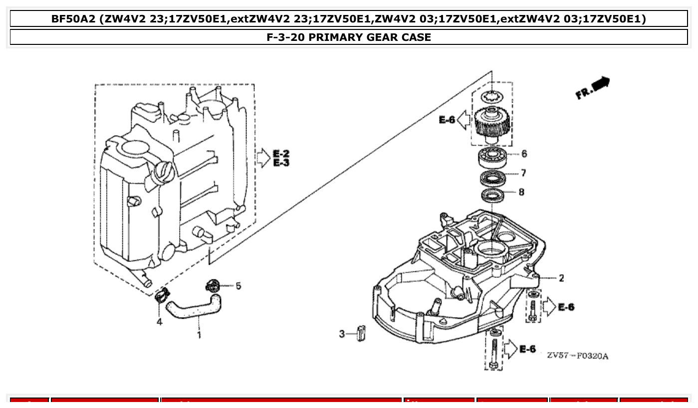 Honda BF50A2 PRIMARY GEAR CASE parts diagram