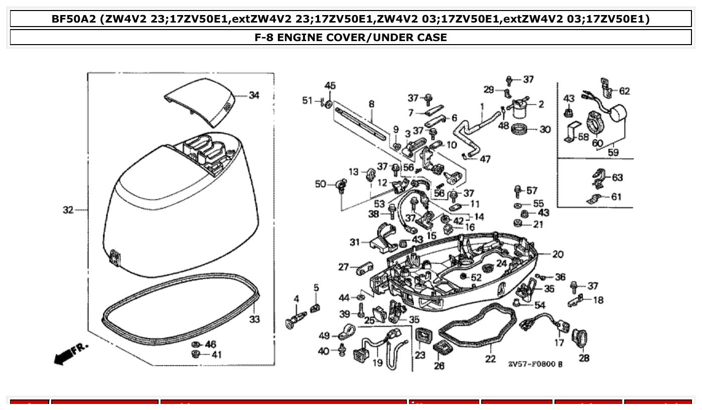 Honda BF50A2 ENGINE COVER/UNDER CASE parts diagram