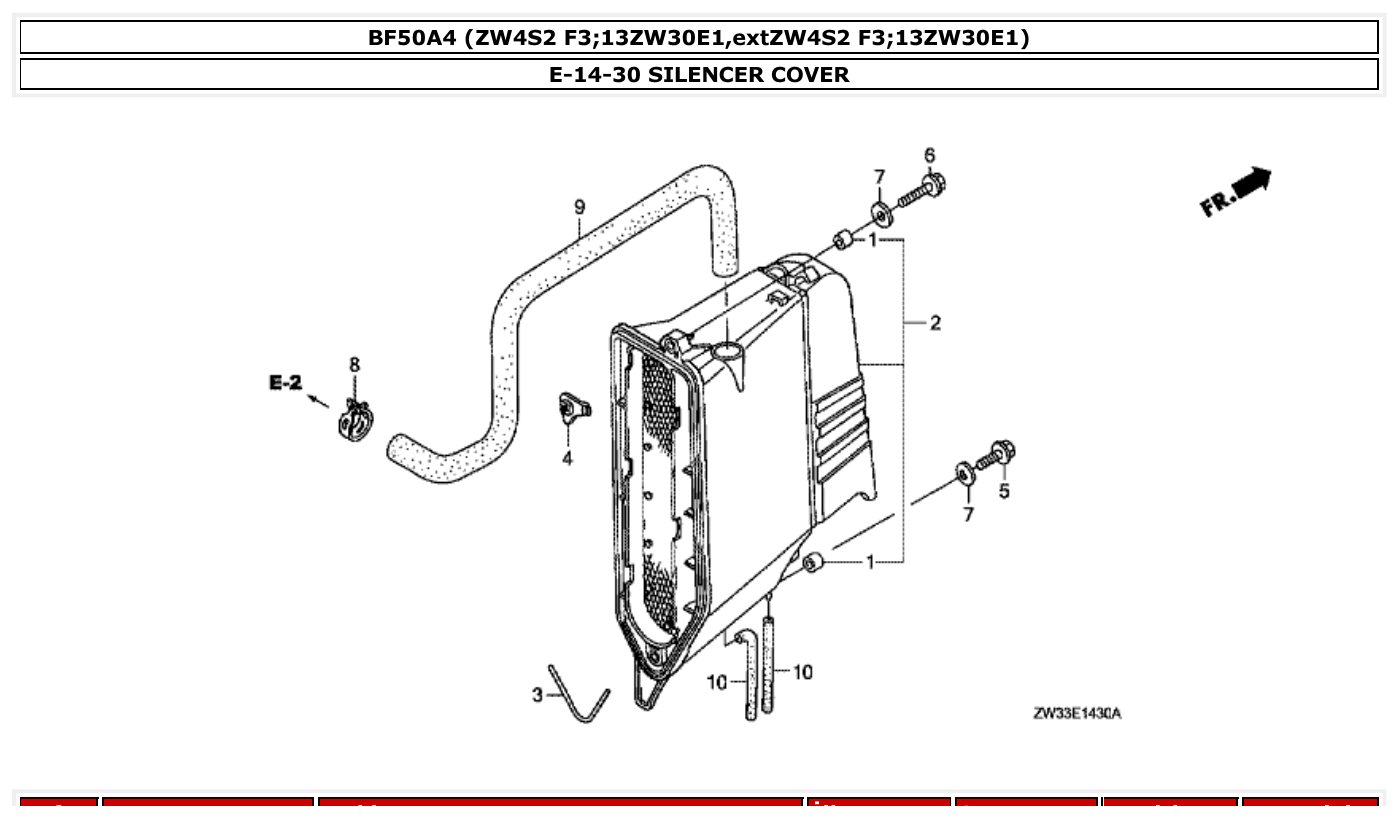 Honda BF50A4 SILENCER COVER parts diagram