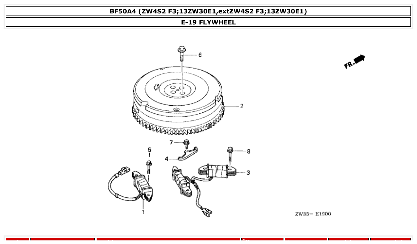 Honda BF50A4 FLYWHEEL parts diagram