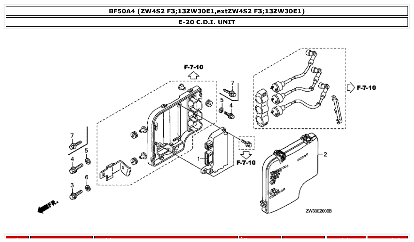 Honda BF50A4 C.D.I. UNIT parts diagram