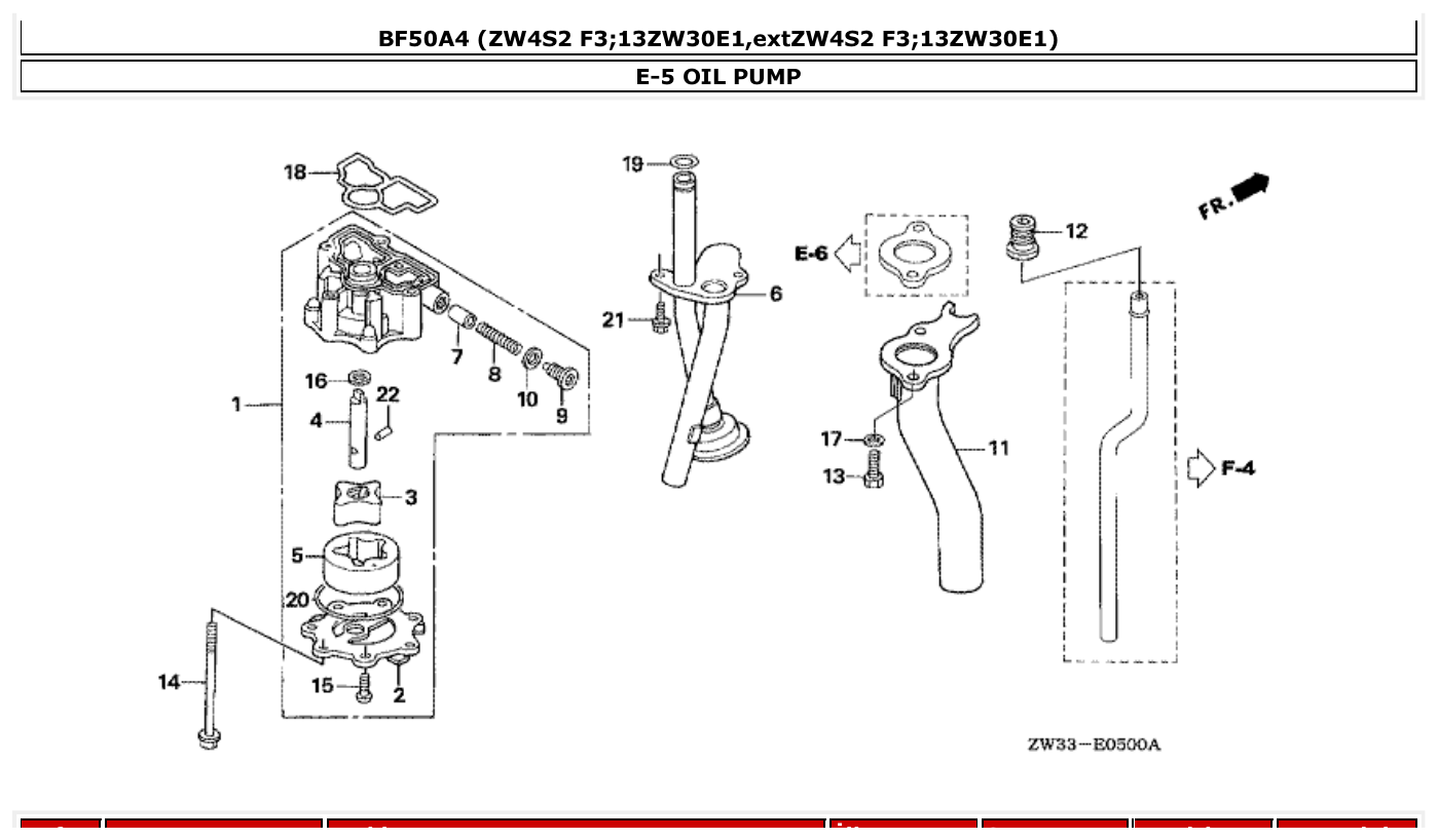 Honda BF50A4 OIL PUMP parts diagram