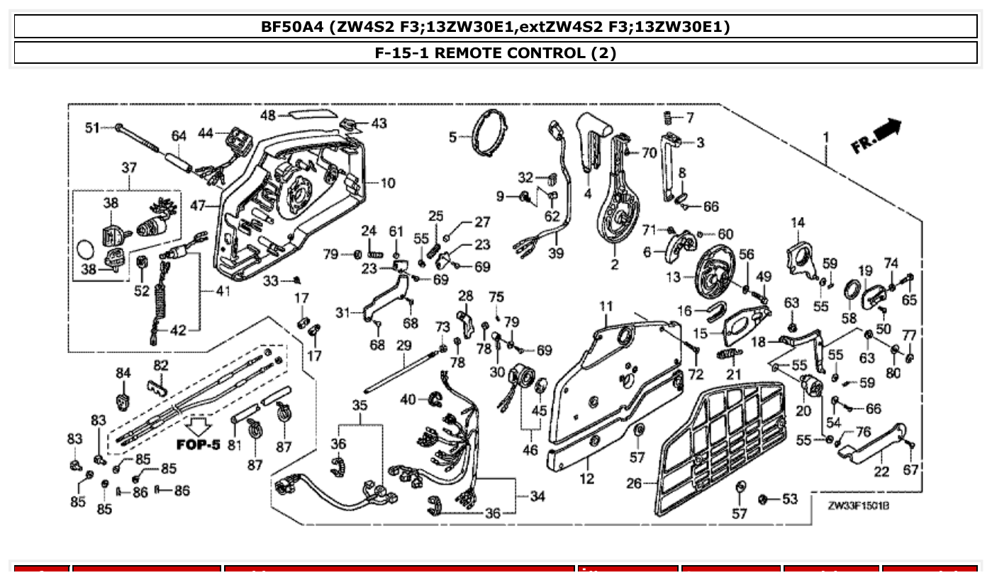 Honda BF50A4 REMOTE CONTROL (2) parts diagram