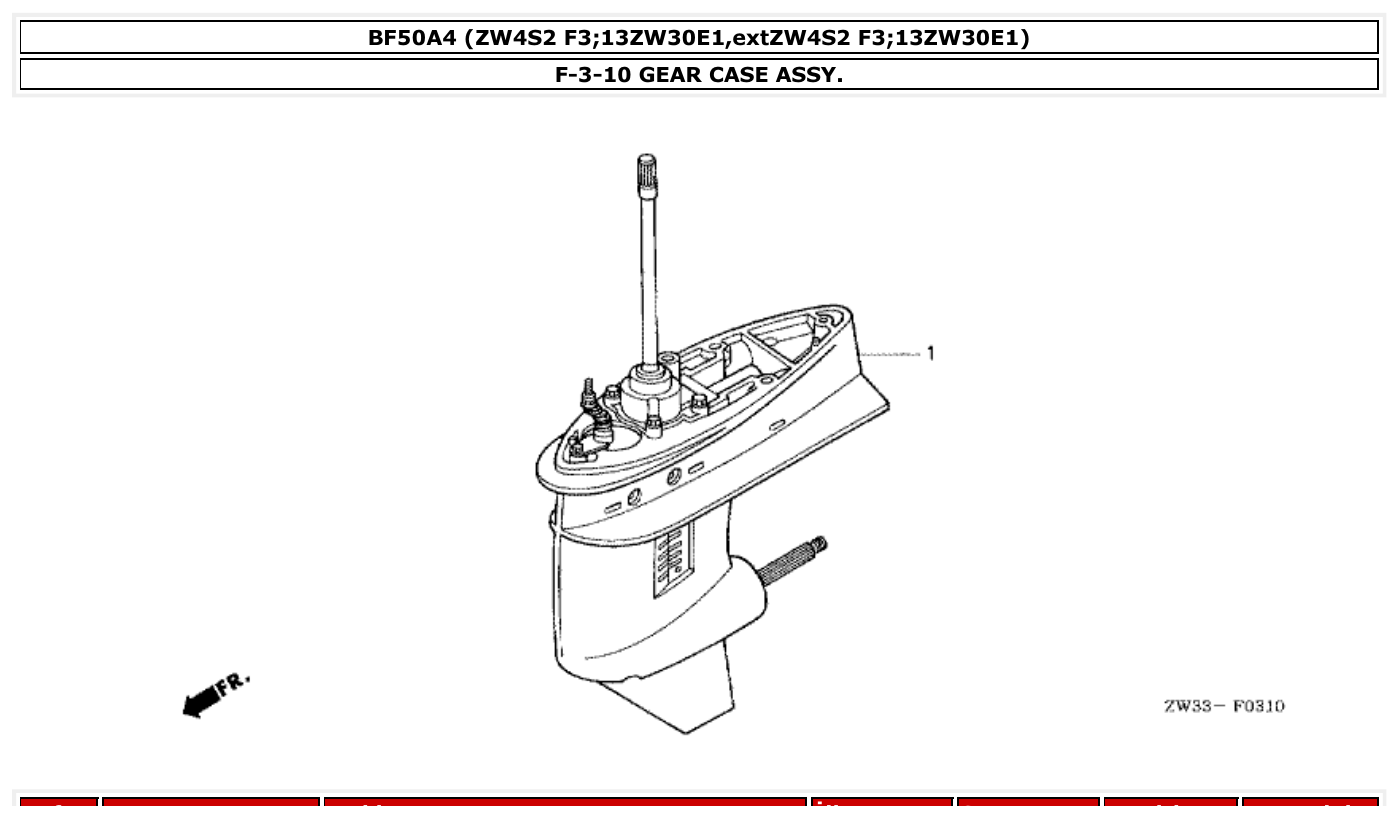 Honda BF50A4 GEAR CASE ASSY. parts diagram