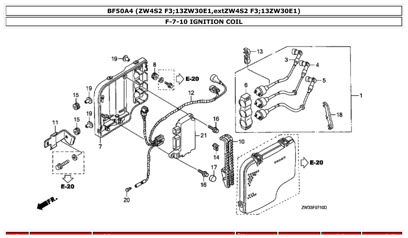 Honda BF50A4 IGNITION COIL parts diagram