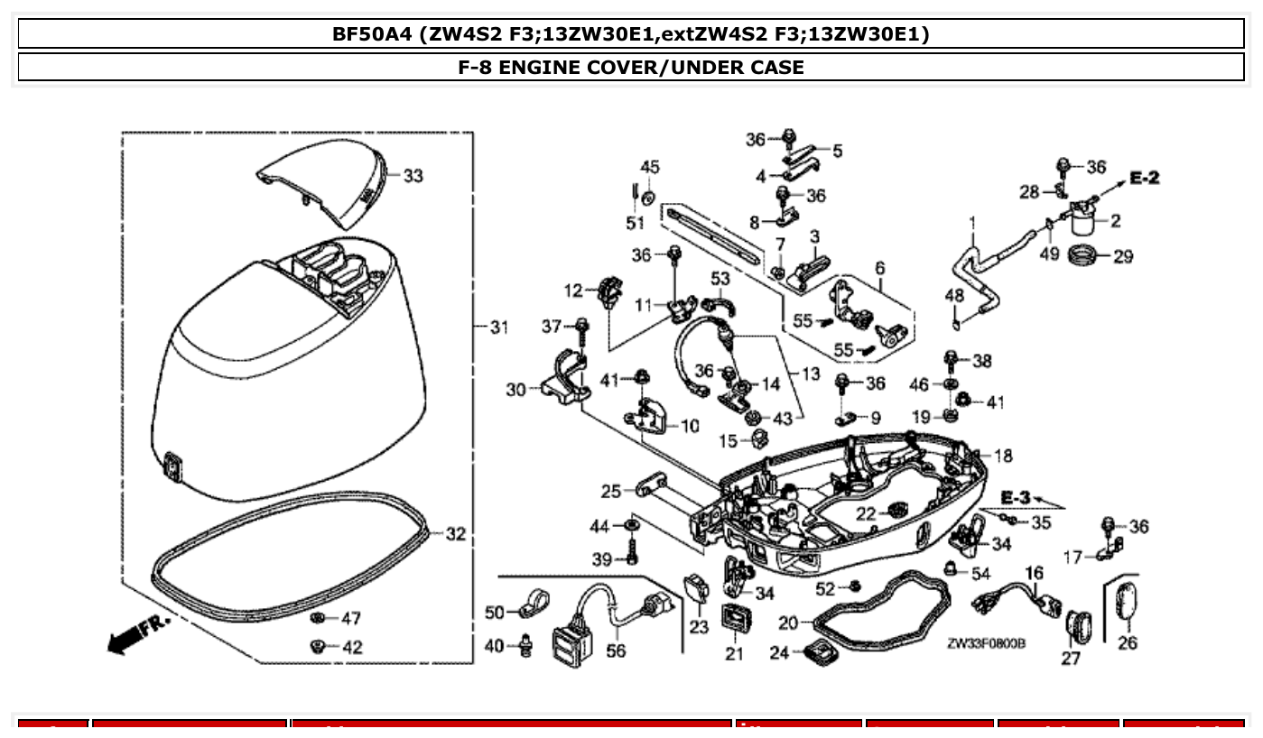Honda BF50A4 ENGINE COVER/UNDER CASE parts diagram