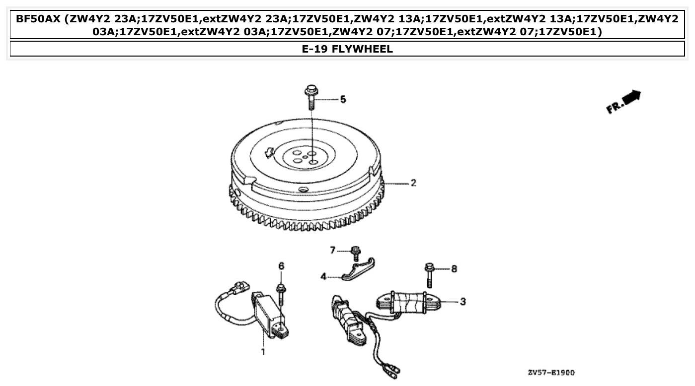 Honda BF50AX FLYWHEEL parts diagram