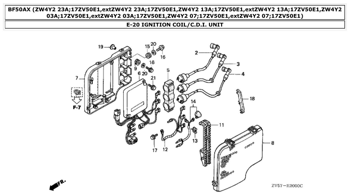 Honda BF50AX IGNITION COIL/C.D.I. UNIT parts diagram
