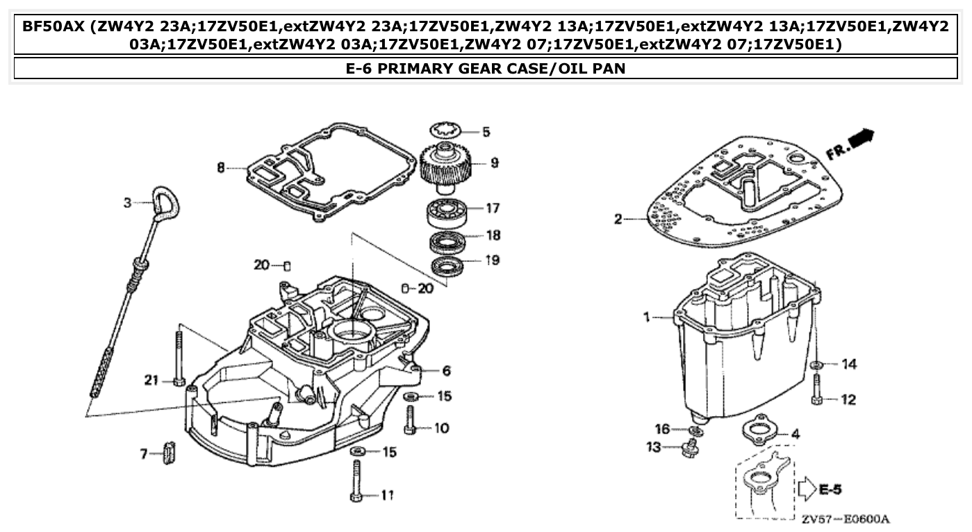 Honda BF50AX PRIMARY GEAR CASE/OIL PAN parts diagram