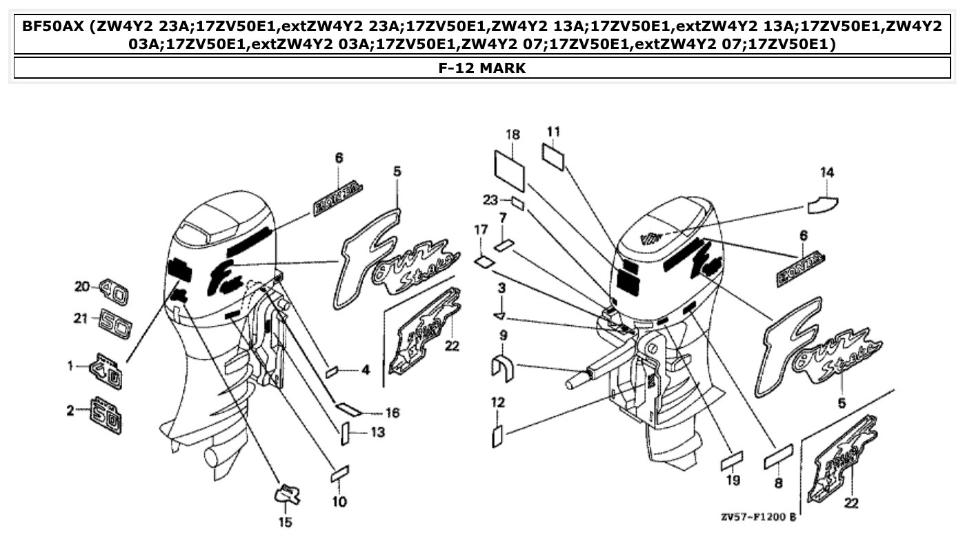 Honda BF50AX MARK parts diagram