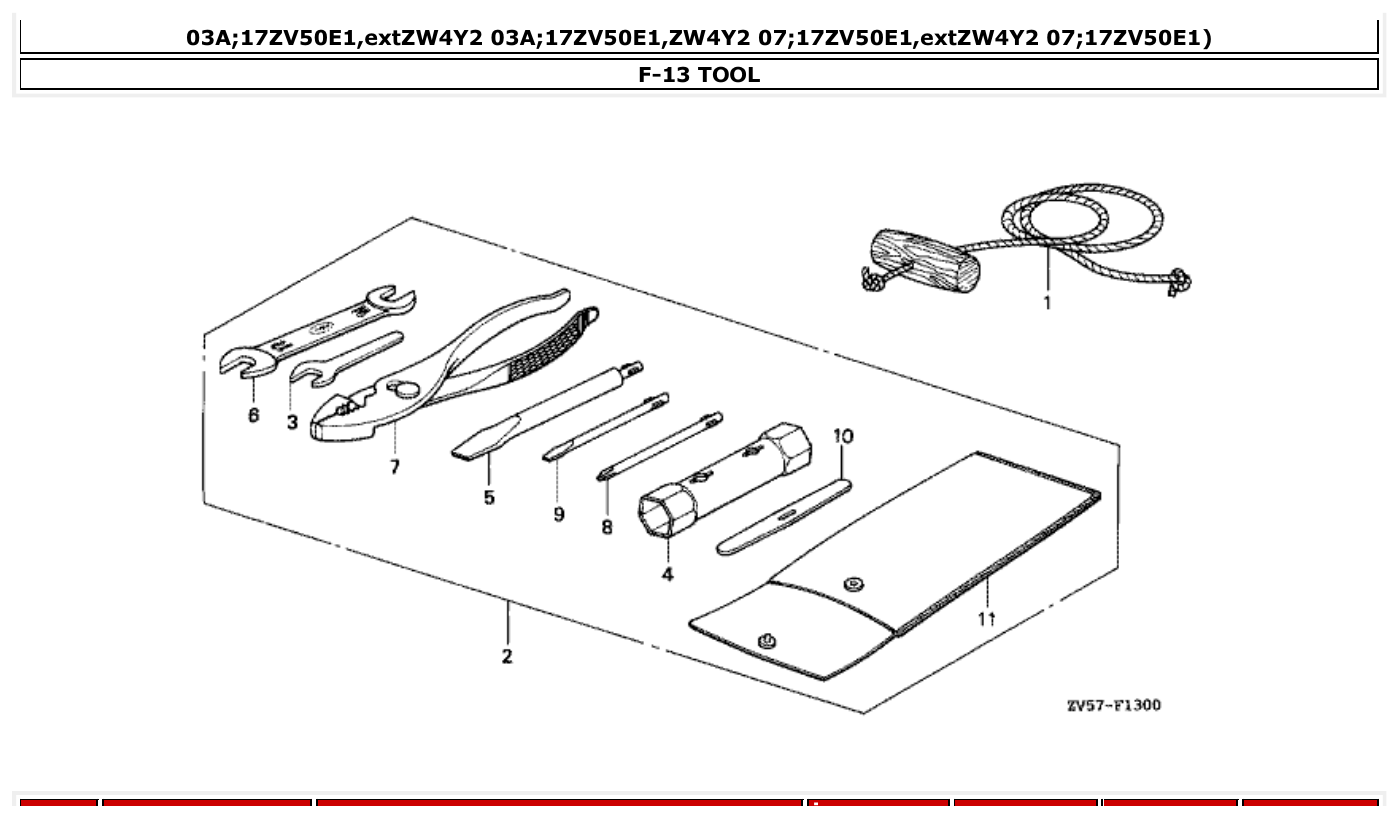 Honda BF50AX TOOL parts diagram
