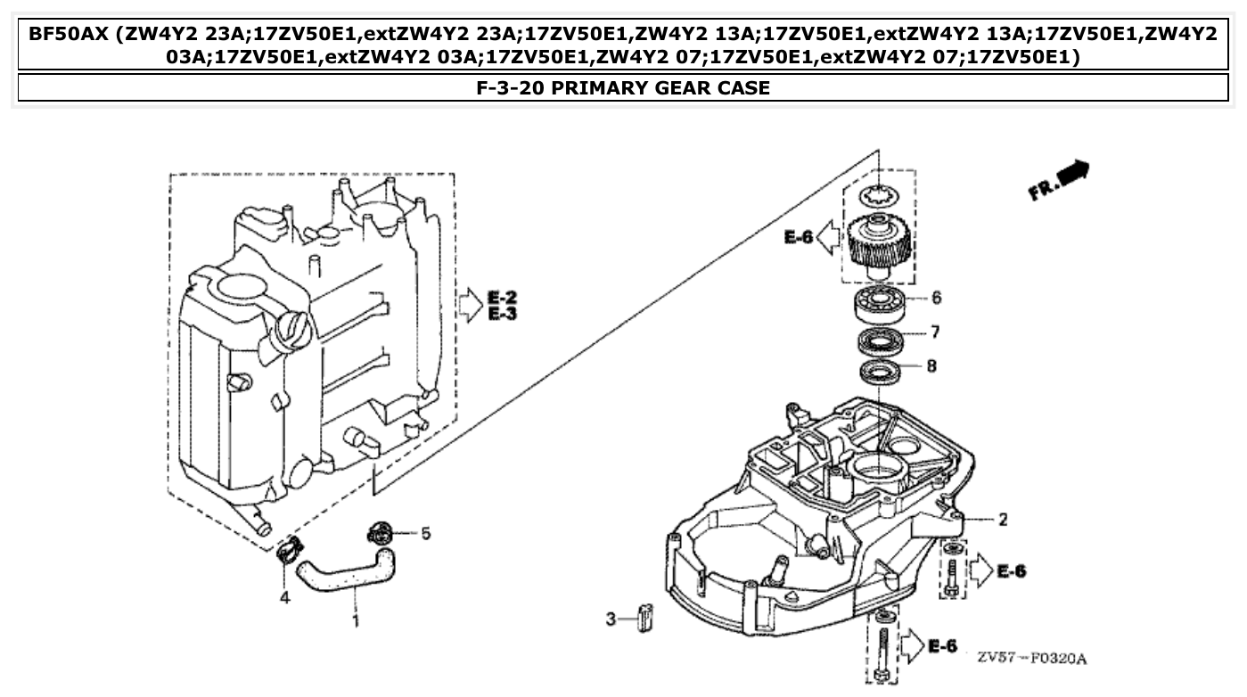 Honda BF50AX PRIMARY GEAR CASE parts diagram