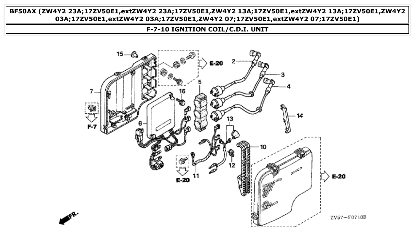 Honda BF50AX IGNITION COIL/C.D.I. UNIT parts diagram