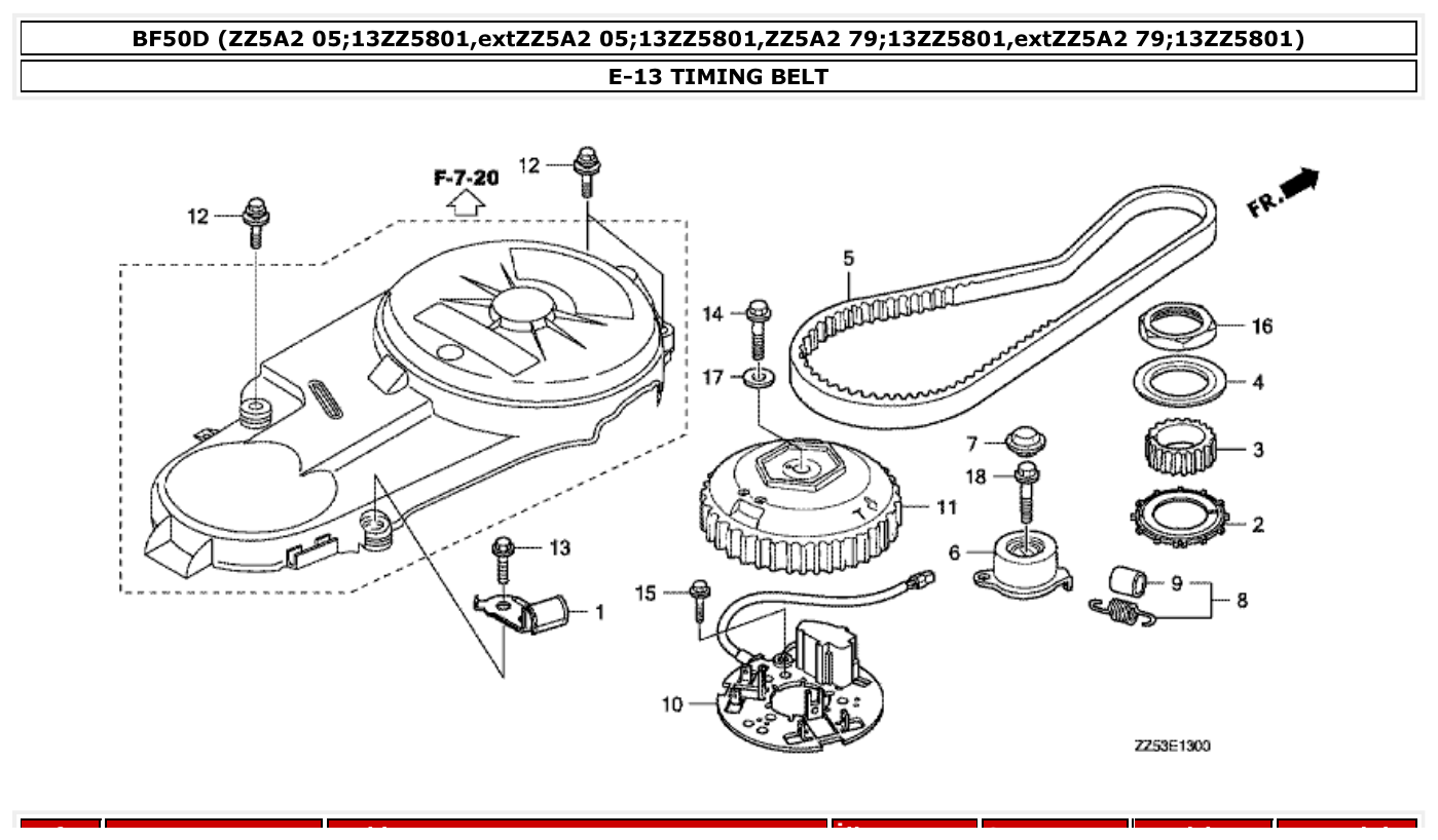 Honda BF50D TIMING BELT parts diagram