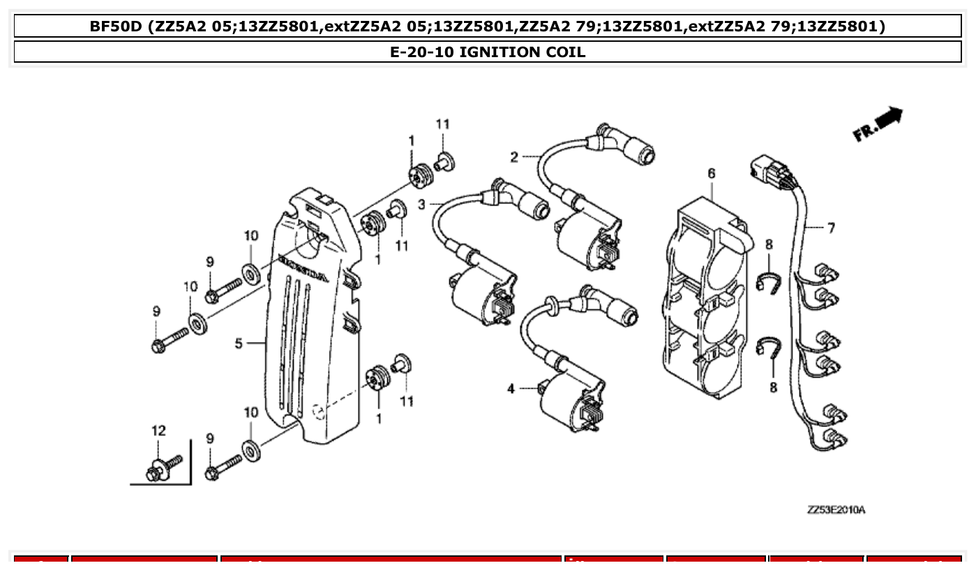 Honda BF50D IGNITION COIL parts diagram