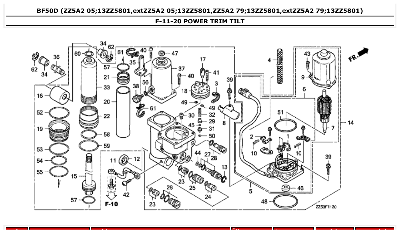 Honda BF50D POWER TRIM TILT parts diagram