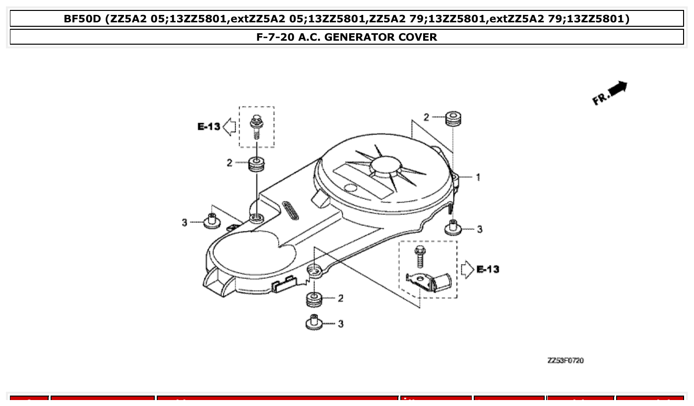 Honda BF50D A.C. GENERATOR COVER parts diagram