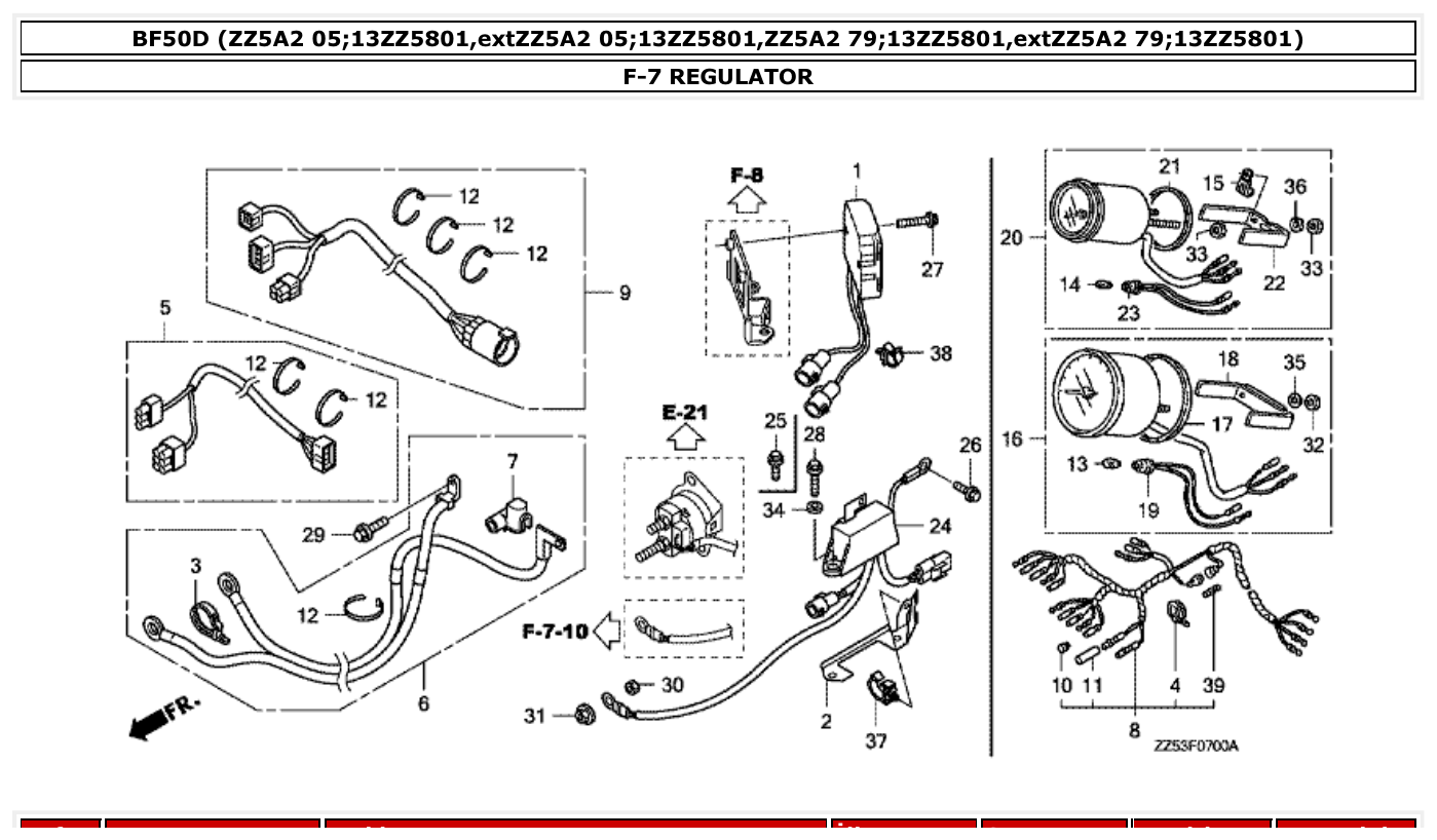 Honda BF50D REGULATOR parts diagram