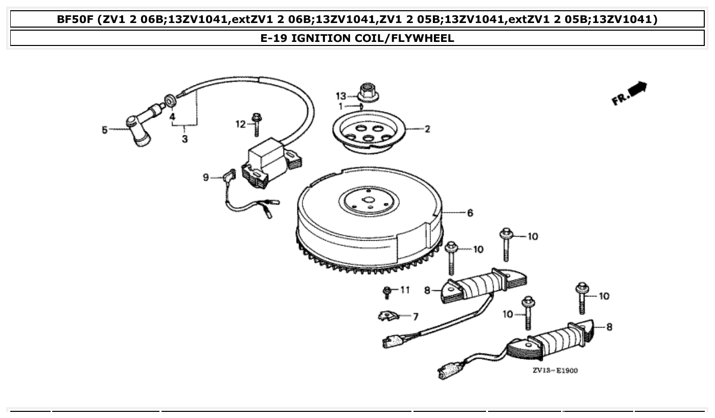 Honda BF50F IGNITION COIL/FLYWHEEL parts diagram