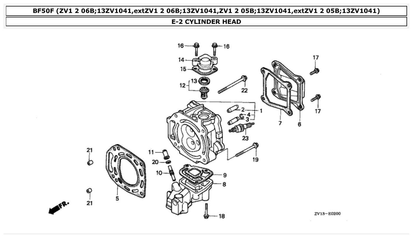Honda BF50F CYLINDER HEAD parts diagram