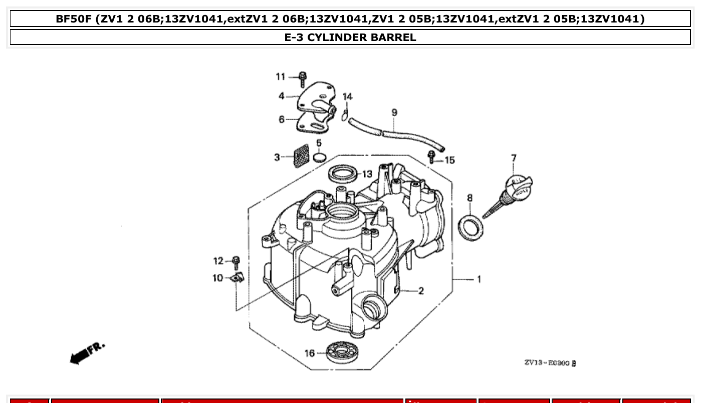Honda BF50F CYLINDER BARREL parts diagram
