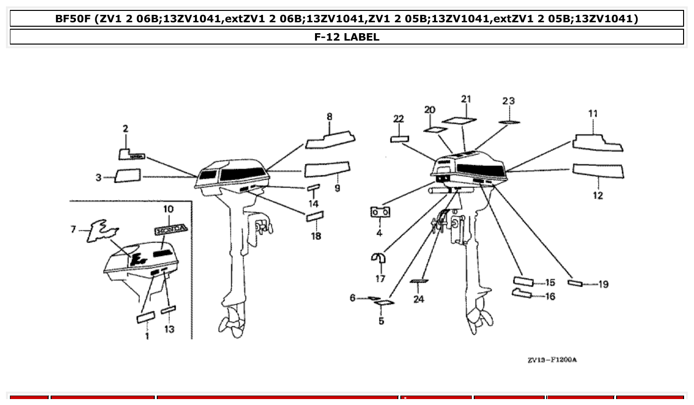 Honda BF50F LABEL parts diagram