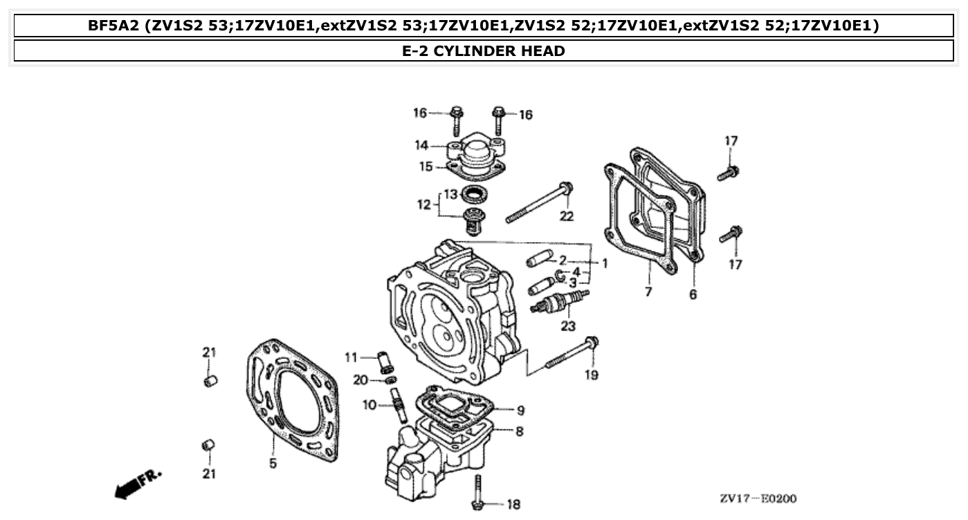 Honda BF5A2 CYLINDER HEAD parts diagram