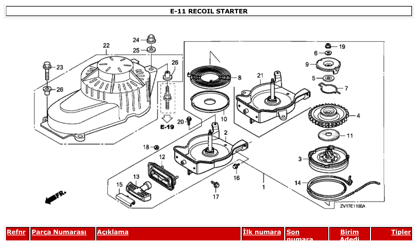 Honda BF5A4 RECOIL STARTER parts diagram