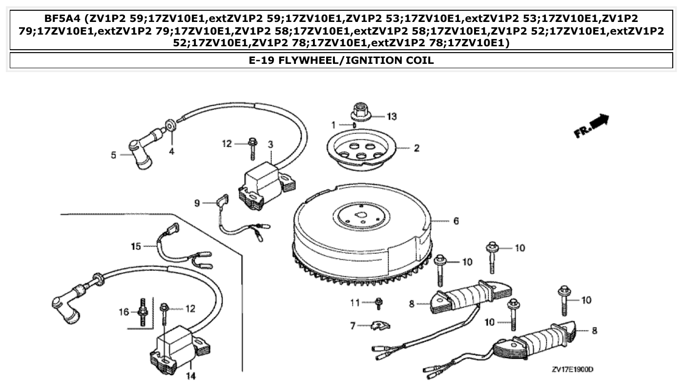 Honda BF5A4 FLYWHEEL/IGNITION COIL parts diagram