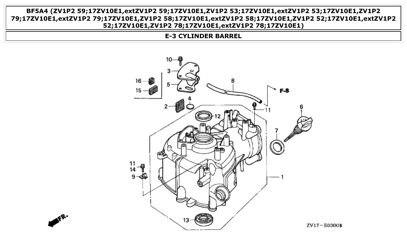 Honda BF5A4 CYLINDER BARREL parts diagram