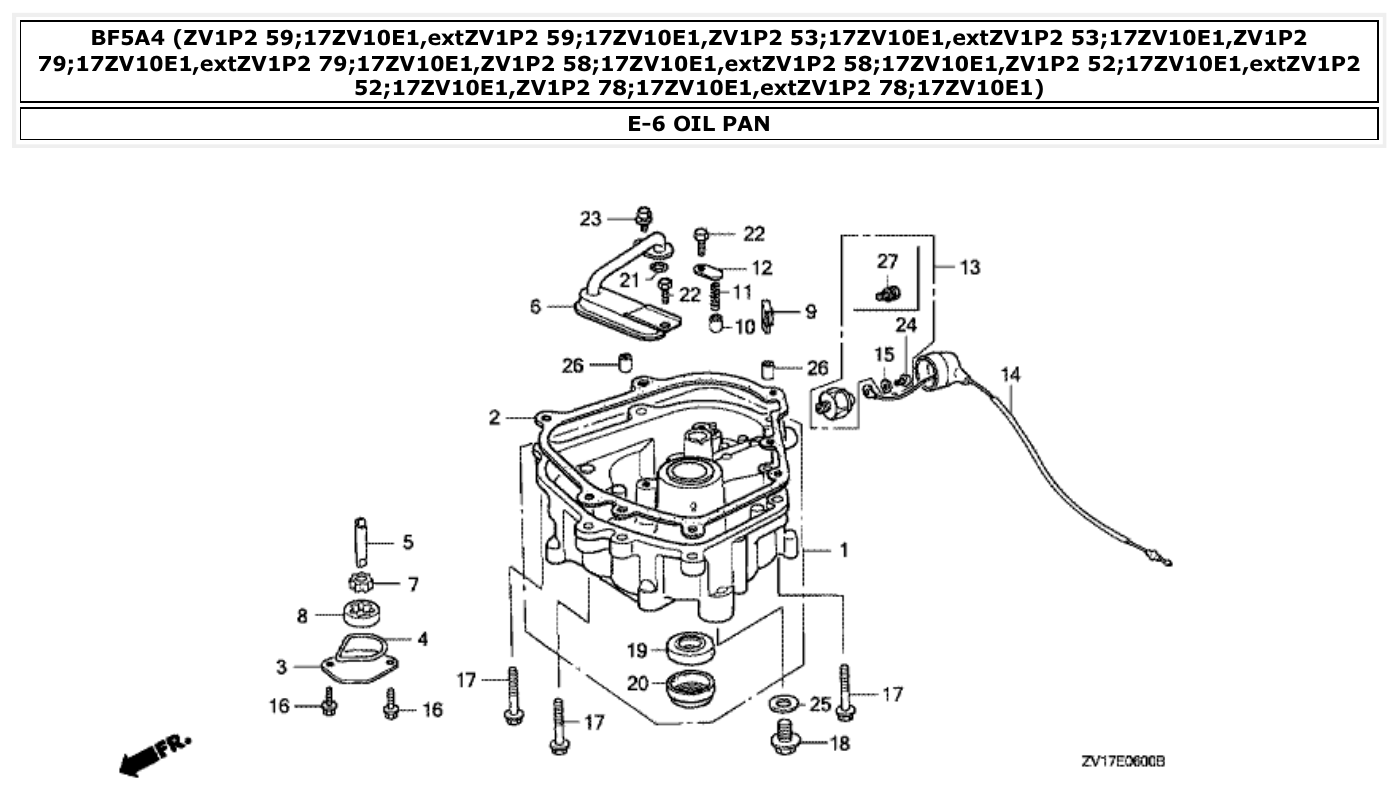 Honda BF5A4 OIL PAN parts diagram