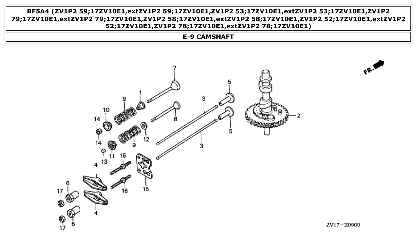 Honda BF5A4 CAMSHAFT parts diagram