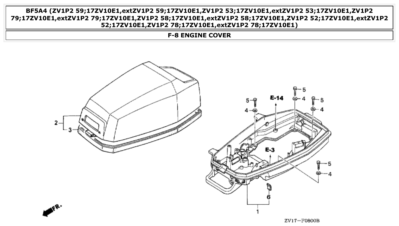 Honda BF5A4 ENGINE COVER parts diagram