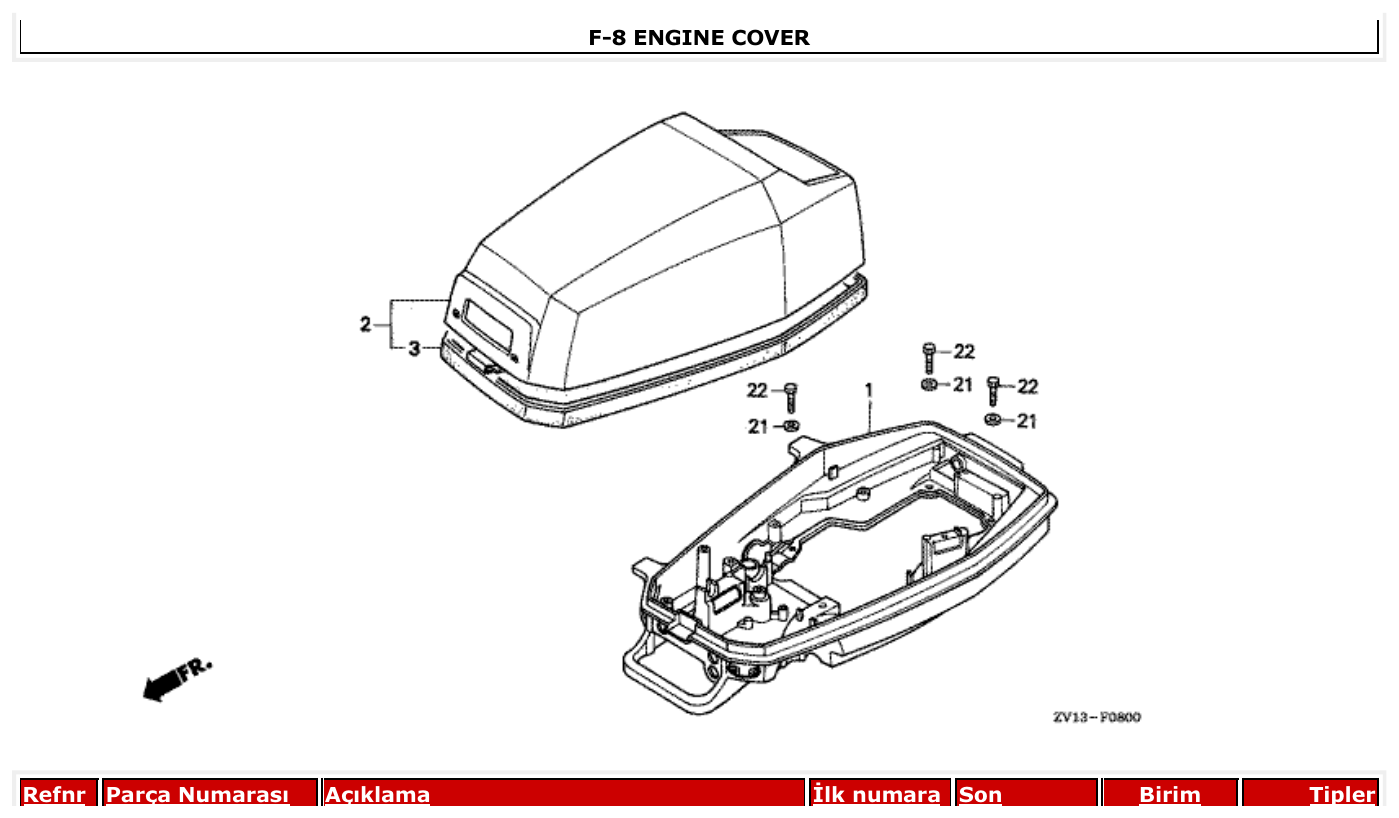 Honda BF5AM ENGINE COVER parts diagram
