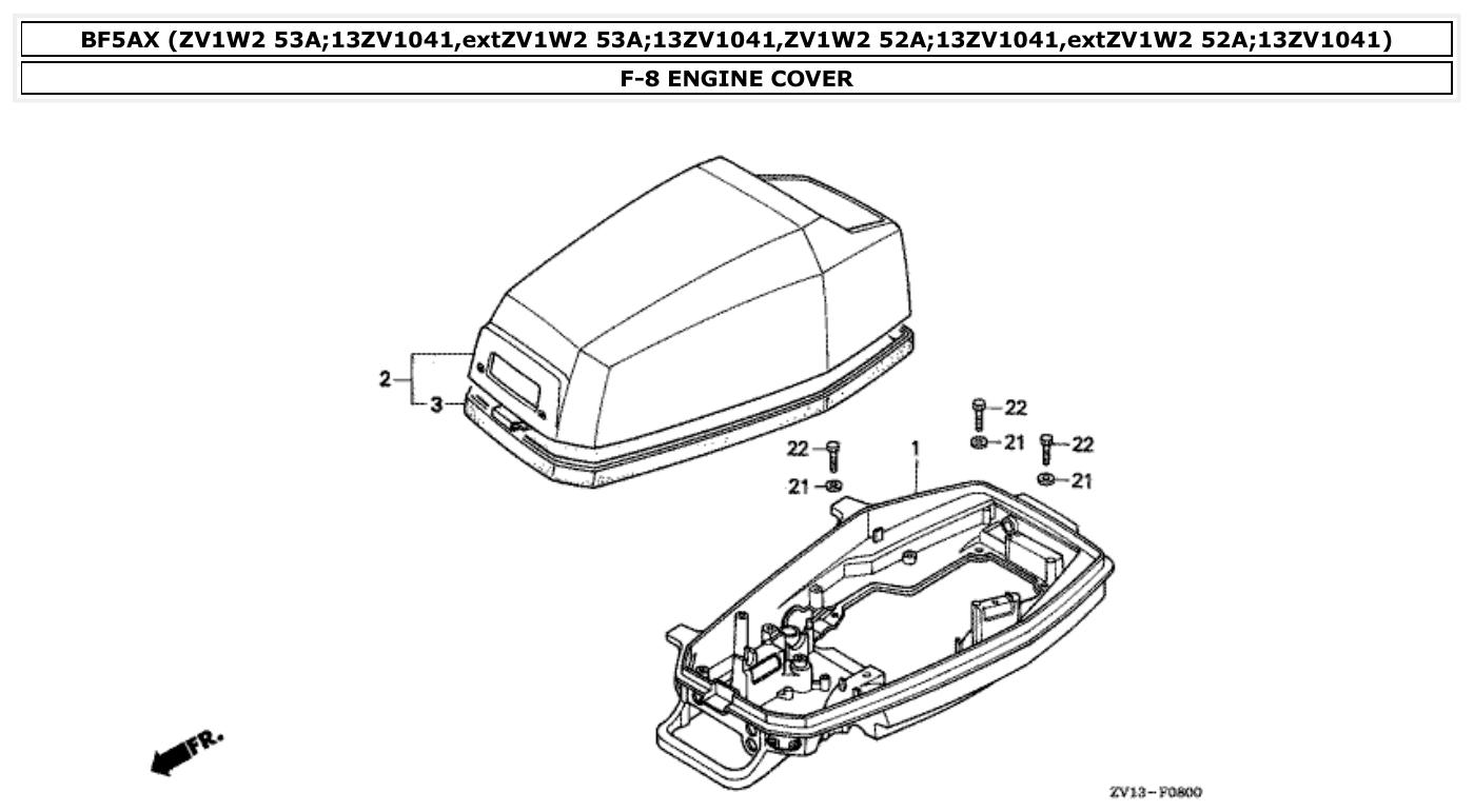 Honda BF5AX ENGINE COVER parts diagram