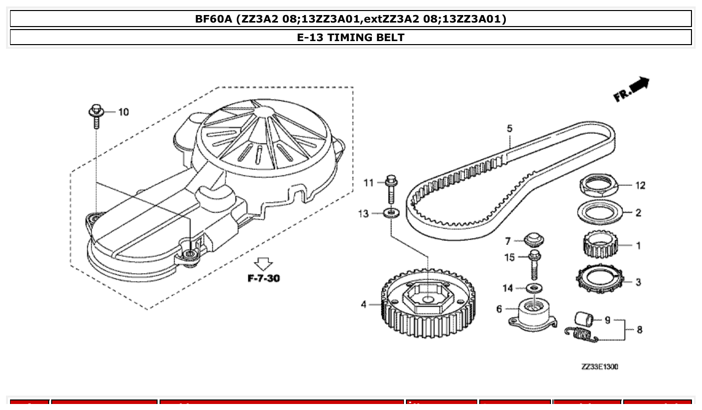 Honda BF60A TIMING BELT parts diagram