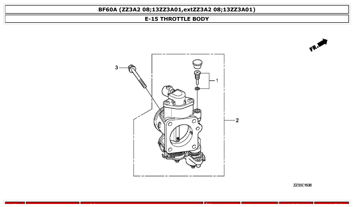 Honda BF60A THROTTLE BODY parts diagram