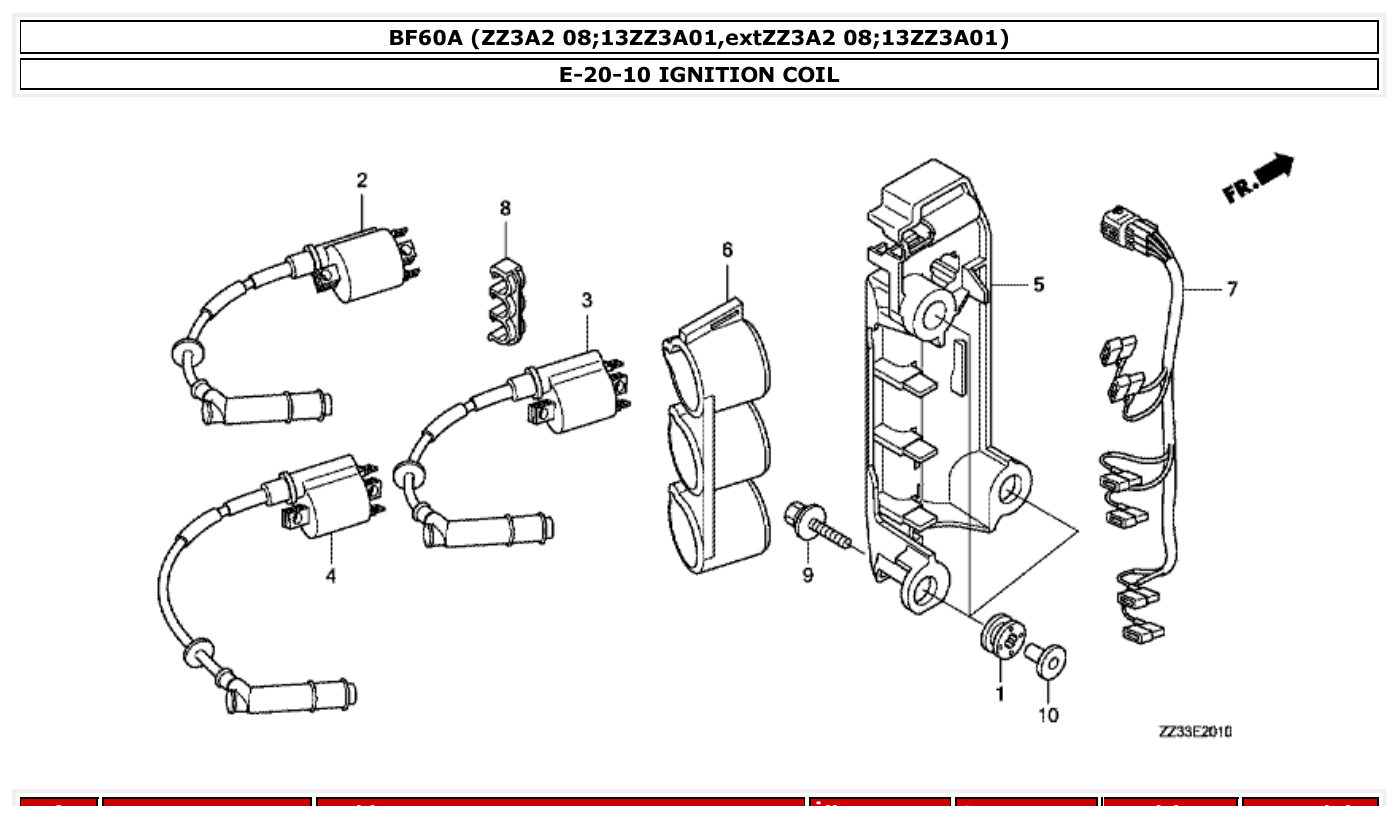 Honda BF60A IGNITION COIL parts diagram