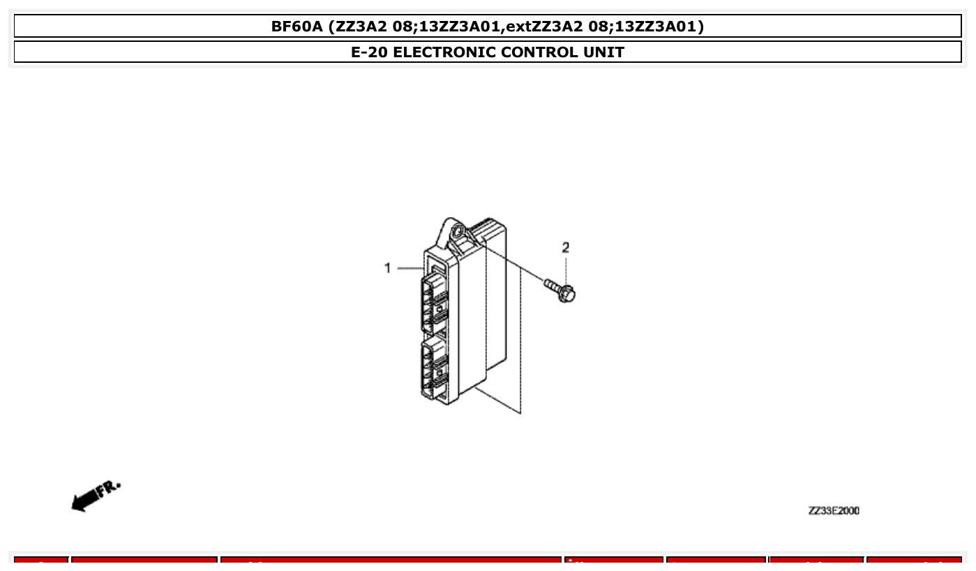 Honda BF60A ELECTRONIC CONTROL UNIT parts diagram