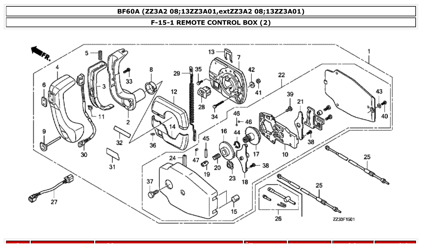 Honda BF60A REMOTE CONTROL BOX (2) parts diagram