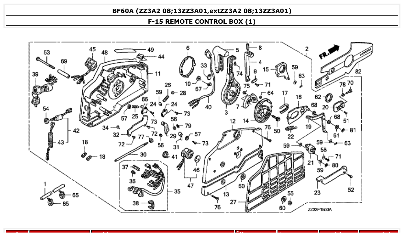 Honda BF60A REMOTE CONTROL BOX (1) parts diagram