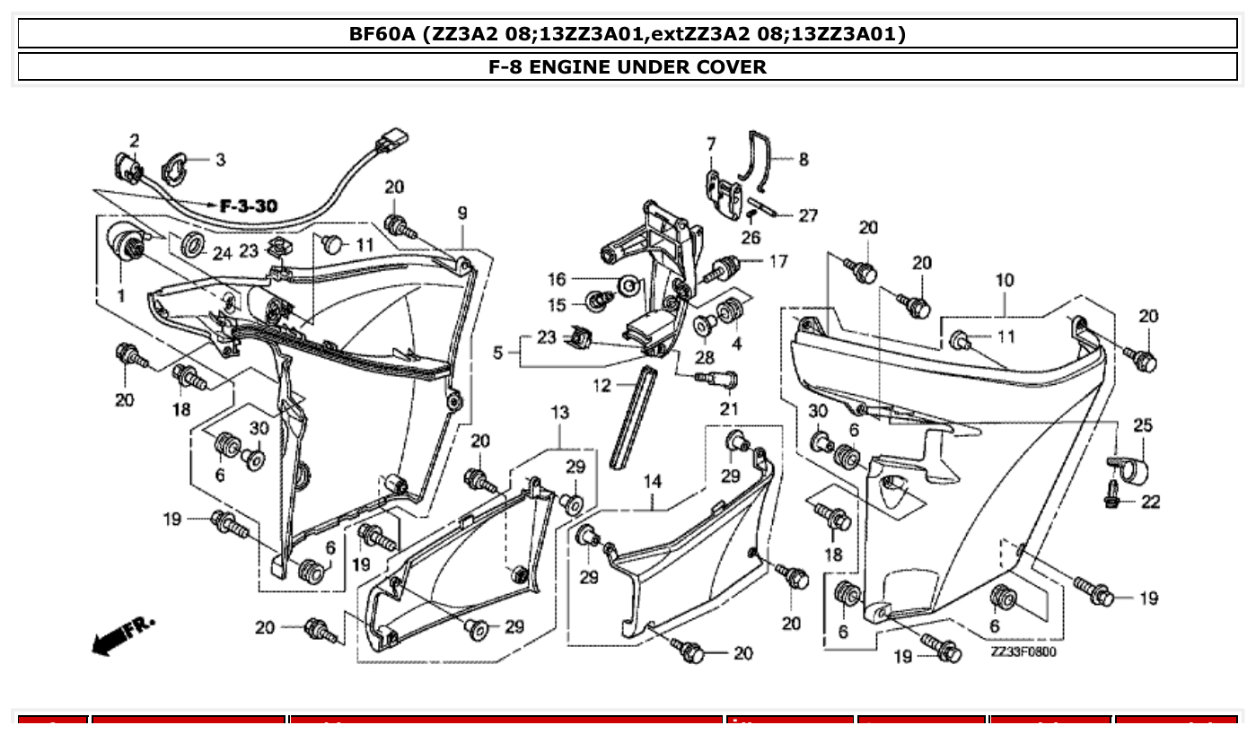 Honda BF60A ENGINE UNDER COVER parts diagram