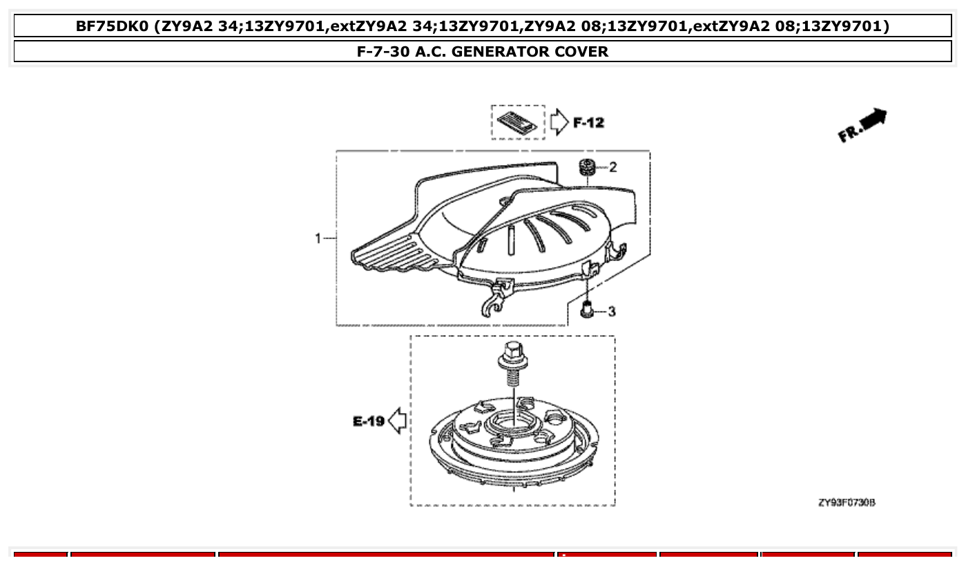 Honda BF75DK0 A.C. GENERATOR COVER parts diagram